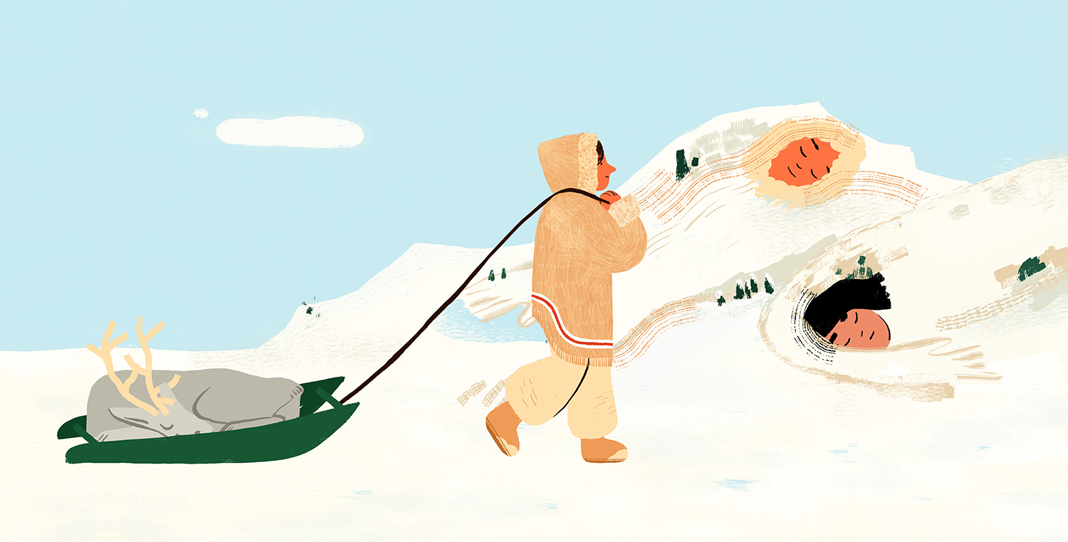 animation-background-landscape-inuit-alaska-hunter-giants-mountains-ice-sledge-tale-traditional-storytelling-illustration-5-violeta-noy