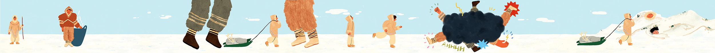 animation-background-landscape-inuit-alaska-hunter-giants-mountains-ice-sledge-tale-traditional-storytelling-illustration-violeta-noy