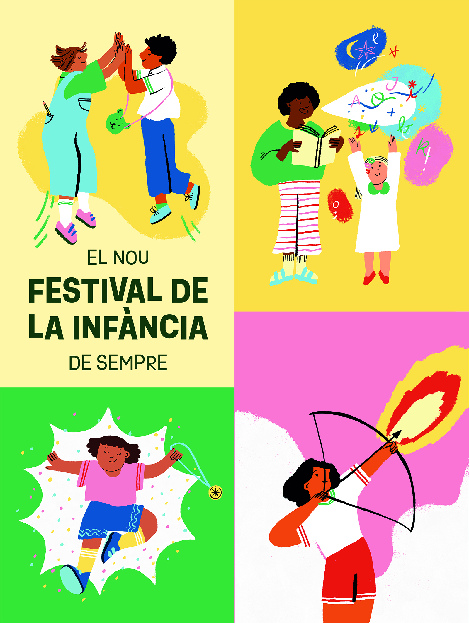 festival-infancia-barcelona-children-playing-reading-jumping-illustration-banderola-1-violeta-noy